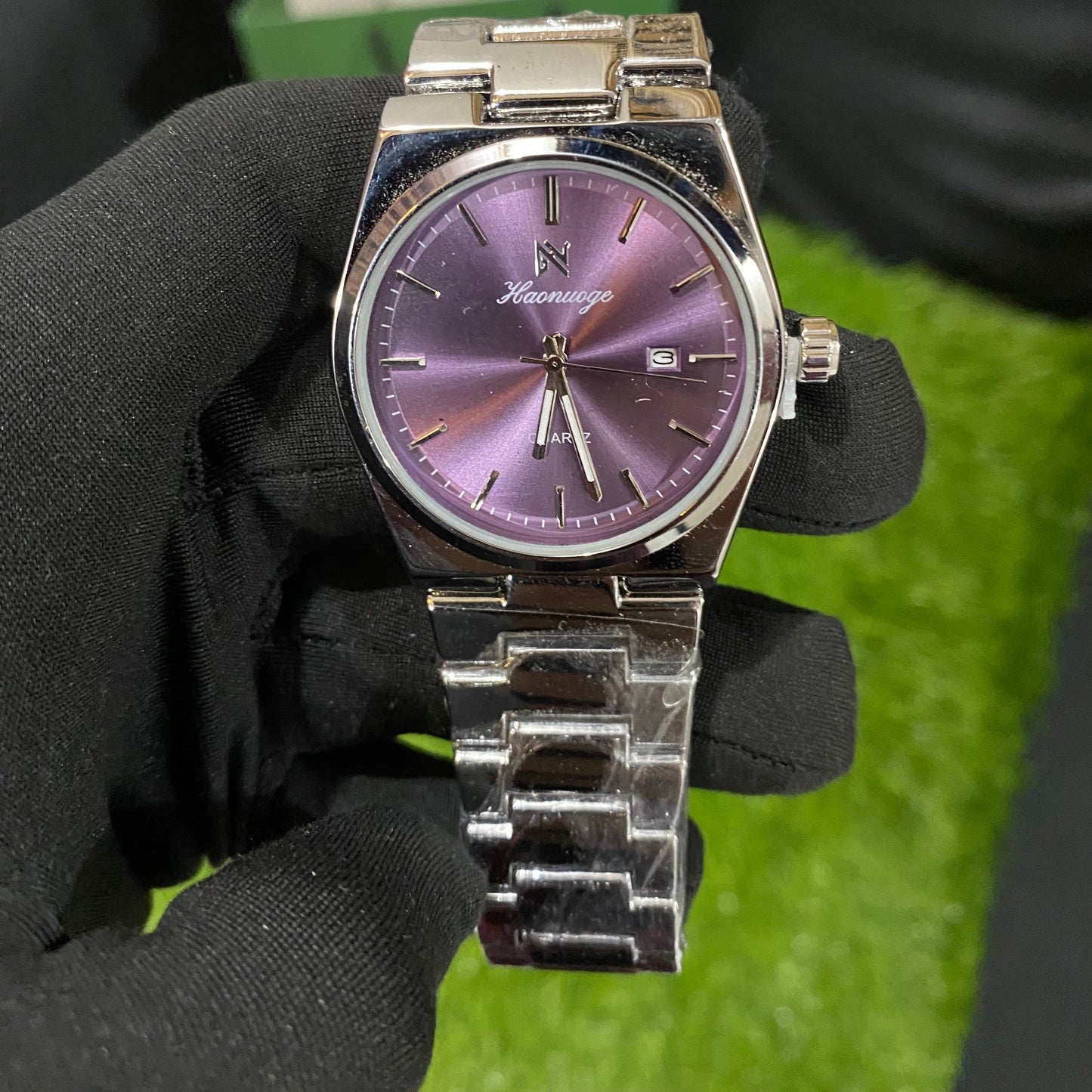 Haonuoge PRX Silver Stainless steel Watch Purple Dial