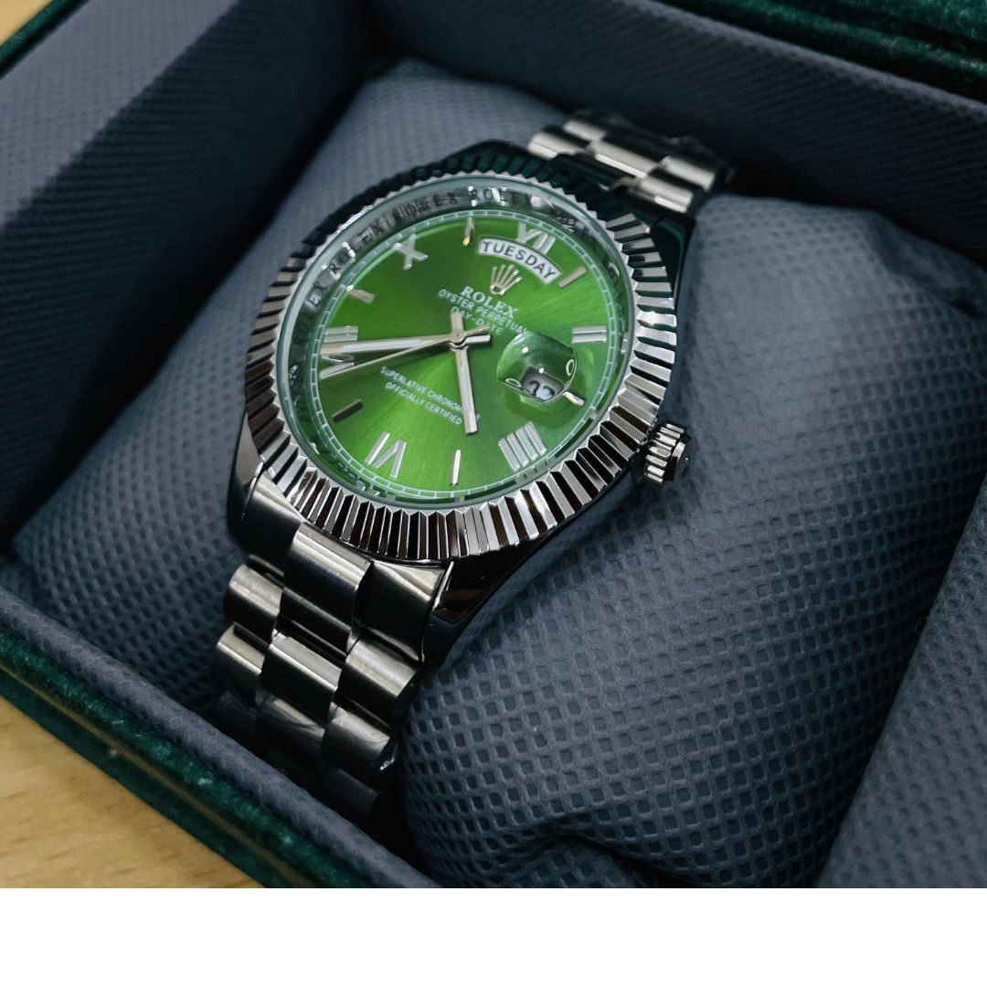 XEON RLX Day-Date - 40MM - Fluted bezel Olive Green Dial
