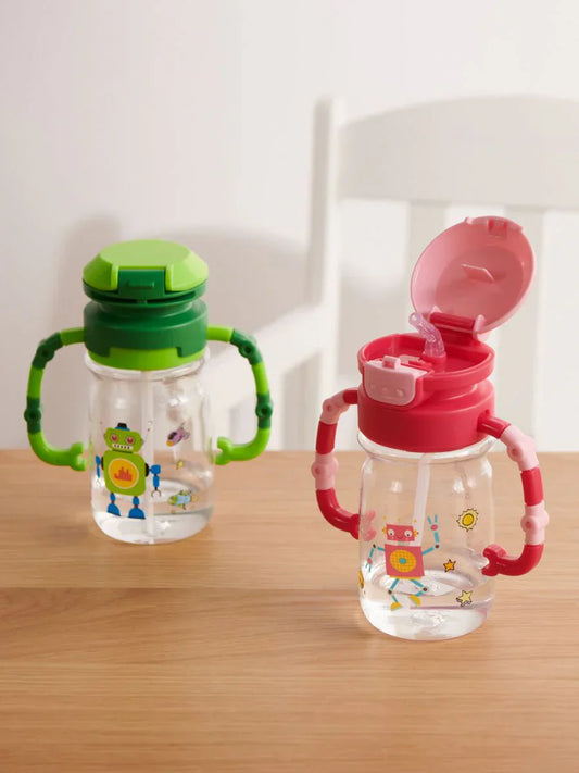 650ml Silicone Straw Cup Water Bottle, Portable School Water Mug, School Kids Water Thermos