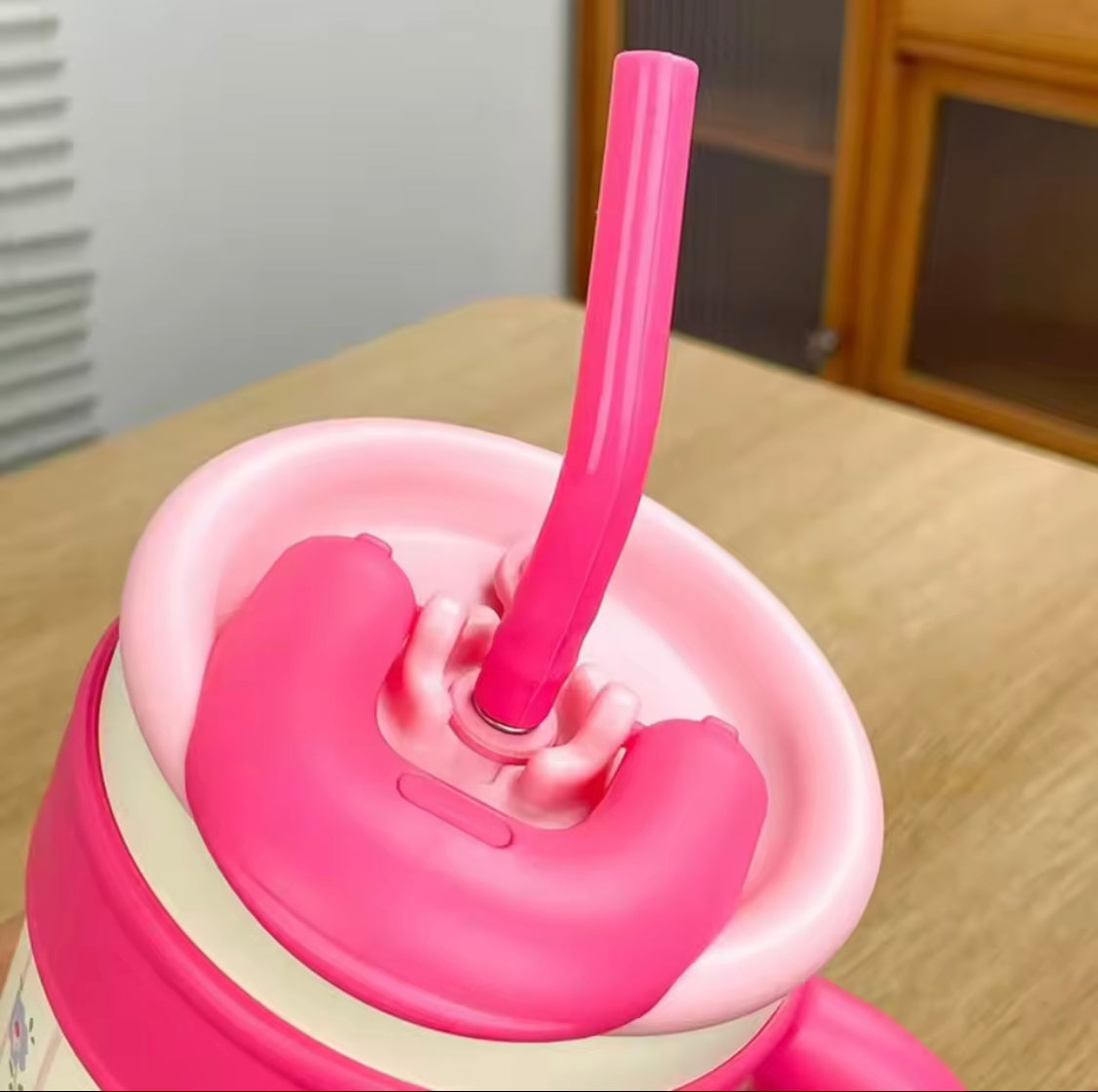 1200ml Cute Stainless Steel Tumbler With Straw, Cute Thermos Water Bottle, Outdoor Coffee Travel Mug