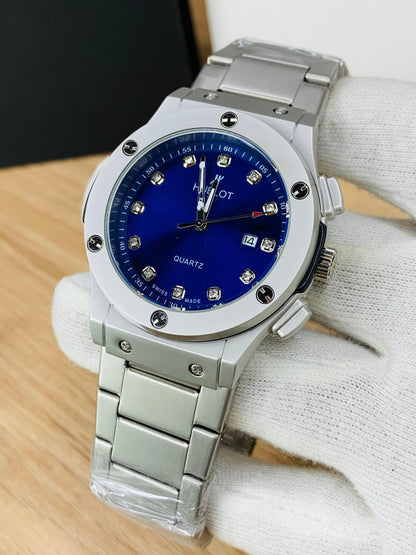 BRANDED HB PREMIUM WATCH FOR MEN - SILVER MATTE CHAIN