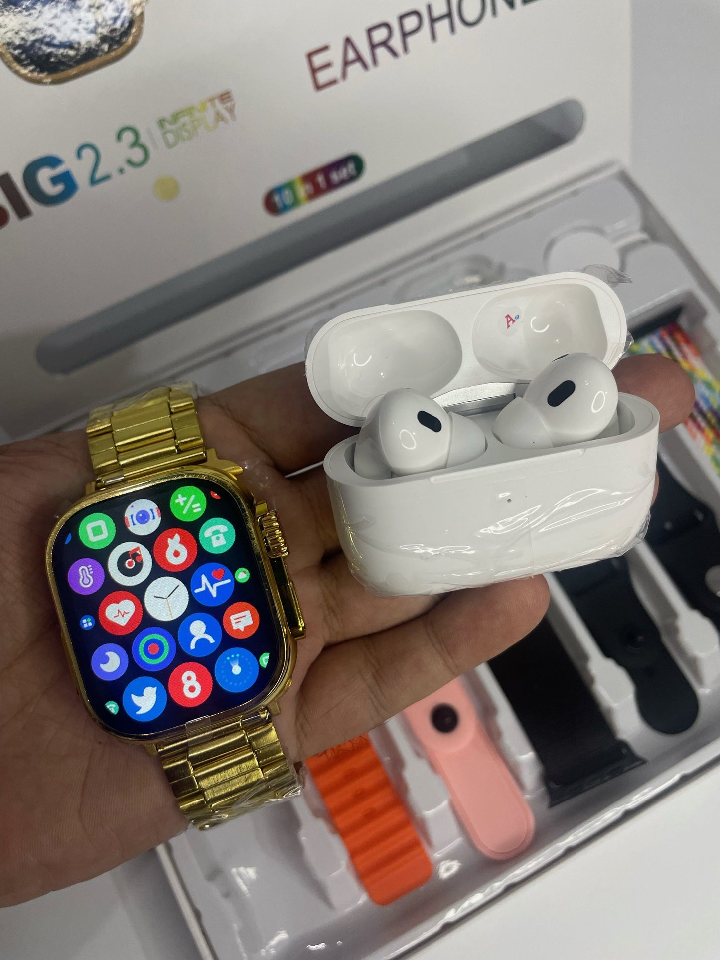 I20 Ultra Max Suit Smart Watch 10-in-1 Bundle | 7 Straps, Earbuds included