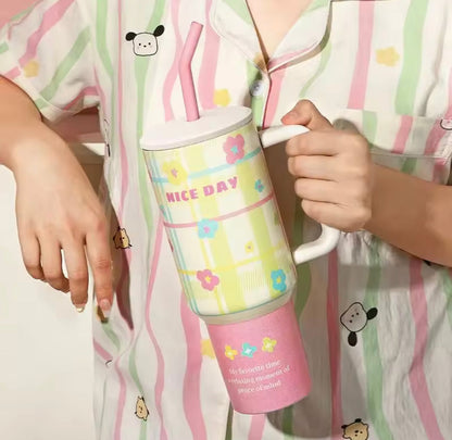 1200ml Printed Stainless Steel Tumbler, Insulated Water Bottle Thermos, Large Water Tumbler For Travel