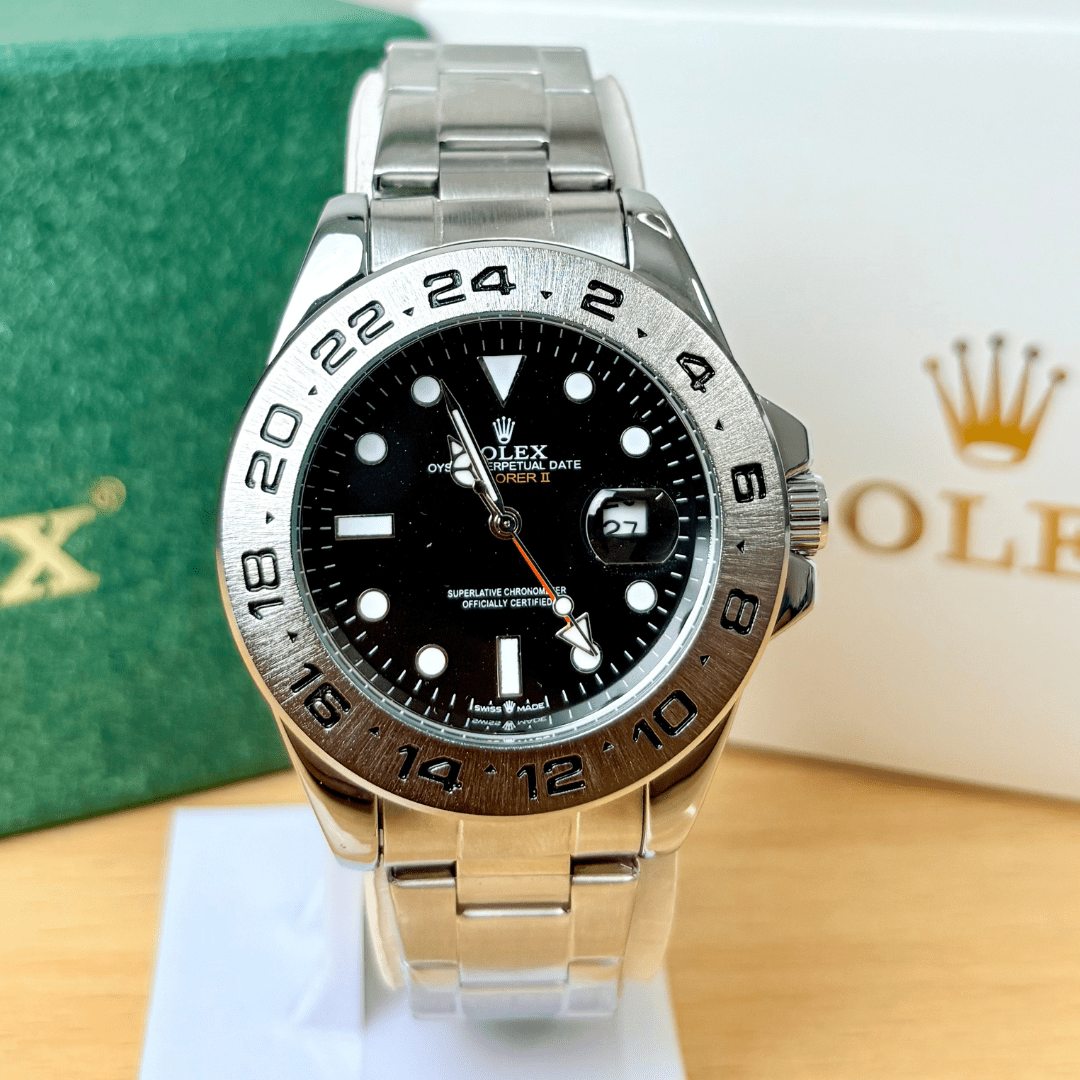 XEON Rlx Explorer II | Oyster Chain | Stainless Steel | Black Dial