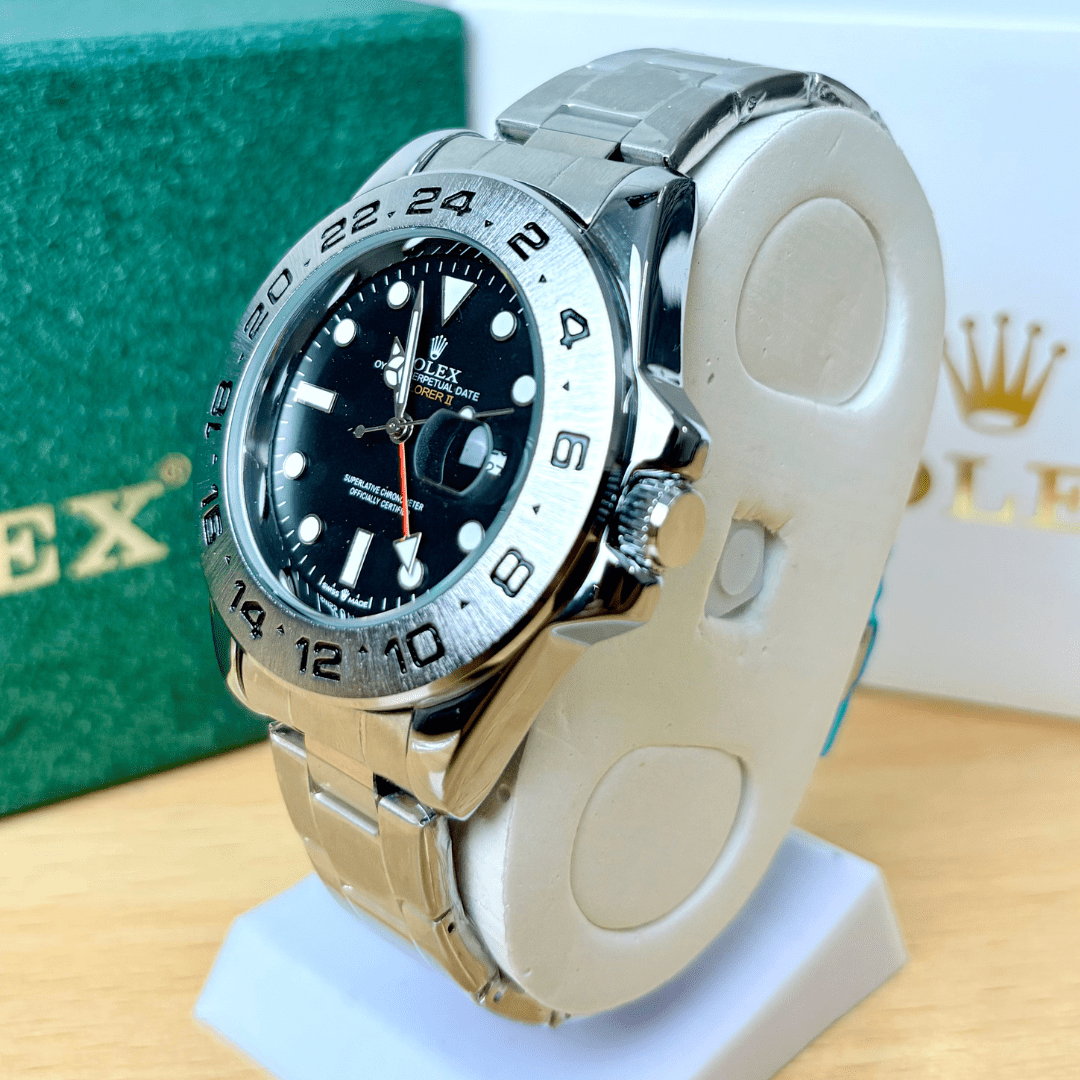 XEON Rlx Explorer II | Oyster Chain | Stainless Steel | Black Dial