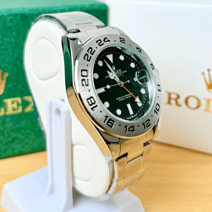 XEON Rlx Explorer II | Oyster Chain | Stainless Steel | Black Dial